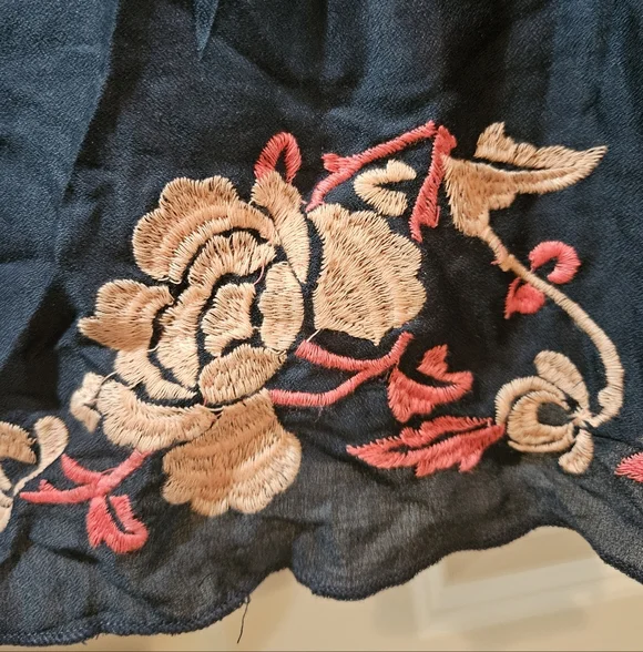 Free People Embroidered Aida Mini Slip Dress V Neck Sleeveless A Line S Navy NWT - Picture 7 of 15